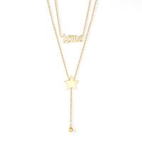 Multi Layer Necklace Stainless Steel plated fashion jewelry & for woman gold Sold By Lot