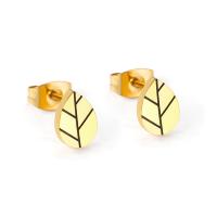Stainless Steel Stud Earrings Leaf plated fashion jewelry & for woman gold Sold By Lot