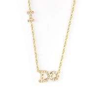 Stainless Steel Jewelry Necklace plated fashion jewelry & for woman & with rhinestone gold Sold By Lot