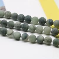 Gemstone Ékszer Gyöngyök, Zöld Grass Stone, Kerek, DIY & különböző méretű a választás & matt, Által értékesített Strand