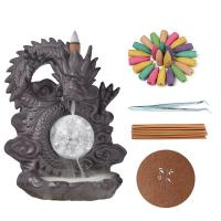 Backflow Incense Burner, Porcelain, plated, for home and office & durable, 21x13.5x16cm, Sold By PC