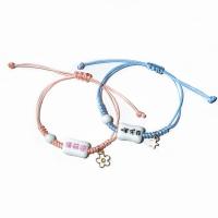 Fashion Create Wax Cord Bracelets with Porcelain & Zinc Alloy plated Adjustable & fashion jewelry 140/ Sold By Strand