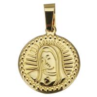 Stainless Steel Pendants Flat Round gold color plated Approx Sold By Lot