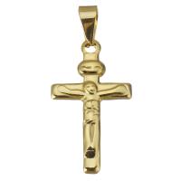 Нержавеющая сталь крест подвески, нержавеющая сталь, Kресты, плакирован золотом, 17x29x2.5mm, отверстие:Приблизительно 3.5x7mm, 10ПК/Лот, продается Лот