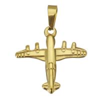 Stainless Steel Pendants, Brass, Airplane, gold color plated, 24x23x2.5mm, Hole:Approx 3x7mm, 10PCs/Lot, Sold By Lot
