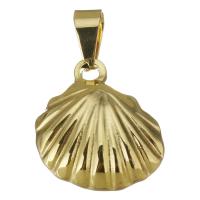 Bijoux pendentifs en acier inoxydable , coquille, Placage de couleur d'or, 18x20x4.5mm, Trou:Environ 3x7mm, 10PC/lot, Vendu par lot