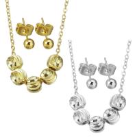 Fashion Stainless Steel Jewelry Sets, Stud Earring & necklace, plated, for woman, more colors for choice, 6mm,1.5mm,4mm, Length:Approx 17 Inch, 10Sets/Lot, Sold By Lot