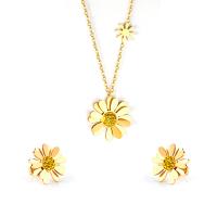 Fashion Stainless Steel Jewelry Sets Stud Earring & necklace Daisy plated fashion jewelry & for woman Sold By Lot