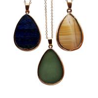 Gemstone Pendants Jewelry, Teardrop, plated, fashion jewelry & Unisex, more colors for choice, 10PCs/Lot, Sold By Lot
