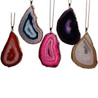 Natural Agate Druzy Pendant plated fashion jewelry & Unisex 65-80mm 40-50mm Sold By Lot