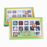 Natural Stone Minerals Specimen, with Plastic Box, 12 pieces & durable, more colors for choice, 200x128x28mm, Sold By Box