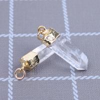 Clear Quartz Pendant, with Brass, gold color plated, DIY, nickel, lead & cadmium free, 20-30mm,5-10mm, Sold By PC
