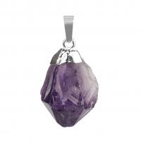 Amethyst Pendant with Brass silver color plated DIY purple nickel lead & cadmium free 20-30mm 15-20mm Sold By PC