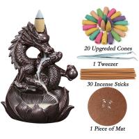 Backflow Incense Burner, Porcelain, plated, for home and office & durable, 195x165x135mm, Sold By PC
