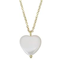 Přírodní Sladkovodní Pearl náhrdelník, Nerez, s Shell Pearl, barva pozlacený, 16x20mm,1.5mm, Délka Cca 17 inch, 10přediva/Lot, Prodáno By Lot