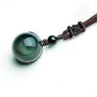Obsidian Necklace with Cotton Cord natural Adjustable & for woman 16mm Length Approx 15.74 Inch Sold By Lot