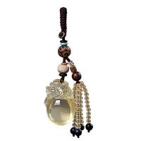 Gelbquarz Perlen Karabiner mit Schlüsselringen, mit Edelstein & Baumwolle Schnur, unisex & verschiedene Stile für Wahl, verkauft von PC