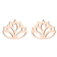 Stainless Steel Stud Earrings, Lotus, plated, fashion jewelry & for woman, more colors for choice, 10x8mm, Sold By Pair