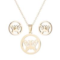 Fashion Stainless Steel Jewelry Sets Stud Earring & necklace plated fashion jewelry & for woman Sold By Set
