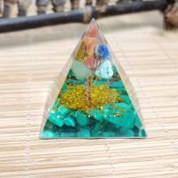 Resin Pyramid Decoration, with Lapis Lazuli & Malachite, for home and office, multi-colored, 40x40mm, Sold By PC