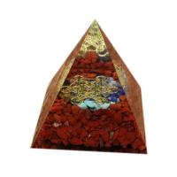 Kunstharz Pyramid Dekoration, mit Natürlicher Kies, für Zuhause und Büro, rot, 60x60mm, verkauft von PC