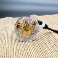 Gemstone Pendants Jewelry, Resin, with Natural Gravel & Amethyst, fashion jewelry, multi-colored, 35x10mm, Sold By PC