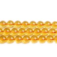 Natürlicher Citrin Perlen, Gelbquarz Perlen, rund, poliert, DIY & verschiedene Größen vorhanden, gelb, verkauft von Strang