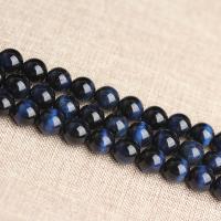 Tigerauge Perlen, rund, poliert, DIY & verschiedene Größen vorhanden, blau, verkauft von Strang