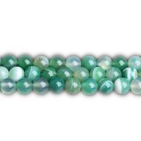 Natürliche Streifen Achat Perlen, rund, poliert, DIY & verschiedene Größen vorhanden, grün, verkauft von Strang