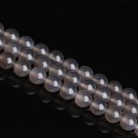 Natural Grey Agate Beads Round polished DIY light grey Sold By Strand
