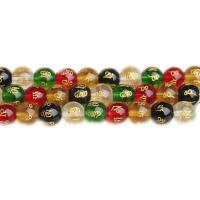 Fashion Glass Beads Round polished DIY multi-colored Sold By Strand
