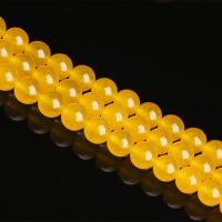 Yellow Calcedony Beads Round polished DIY yellow Sold By Strand