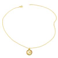 Cubic Zircon Micro Pave Brass Necklace, Round, gold color plated, nickel, lead & cadmium free, 21x16mm, Sold Per Approx 45 cm Strand