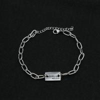 Bracelet d'acier titane, Placage de couleur argentée, bijoux de mode, Vendu par Environ 23 cm brin