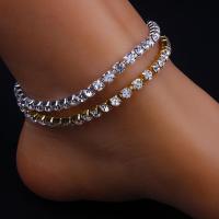 Tibetan Style Anklet, with 4inch extender chain, plated, for woman & with rhinestone, more colors for choice, nickel, lead & cadmium free, Sold Per Approx 6.3 Inch Strand
