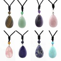 Gemstone Necklace, Teardrop, plated, fashion jewelry & different materials for choice & Unisex, more colors for choice, 38x24x11mm, Sold Per 24 Inch Strand