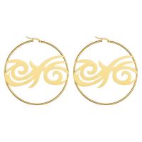 Stainless Steel Hoop Earring plated fashion jewelry & for woman gold 70mm Sold By Pair