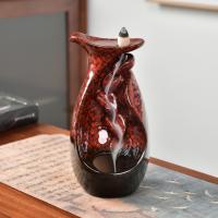 Backflow Incense Burner, Porcelain, plated, for home and office & durable, 23x14x12cm, Sold By PC
