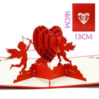 Tarjeta de felicitación, Papel, chapado, Efecto 3D, Rojo, 130x160mm, Vendido por UD