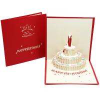 Greeting Card, Paper, Cake, plated, 3D effect & hollow, red, 150x150mm, Sold By PC