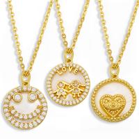 Cubic Zircon Micro Pave Brass Necklace, with Cubic Zirconia, plated, fashion jewelry & for woman, more colors for choice, 450x50x(19x17)mm, Sold By PC