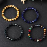 Natural Tiger Eye Bracelets, plated, fashion jewelry & different size for choice, more colors for choice, 170mm, Sold By Strand