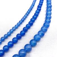 Natural Blue Agate Beads Round DIY blue Sold By Strand