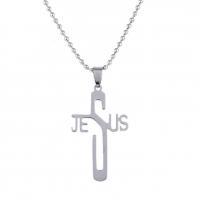 Titanium Steel Pendants, Cross, polished, silver color, 45x27x1.60mm, Sold By PC