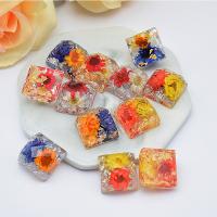 Fashion Resin Cabochons with Dried Flower gold foil and silver foil Sold By PC