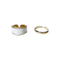 Brass Finger Ring gold color plated Adjustable & open & for woman & enamel 18mm Sold By PC