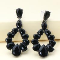 Tibetan Style Drop Earrings, plated, for woman & with rhinestone, more colors for choice, 45x55mm, Sold By Pair