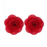 Chiffon Stud Earring with Zinc Alloy Flower for woman Sold By Pair
