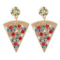 Zinc Alloy Drop Earrings gold color plated for woman & with rhinestone Sold By Pair