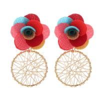 Zinc Alloy Drop Earrings with Chiffon plated for woman & hollow Sold By Pair